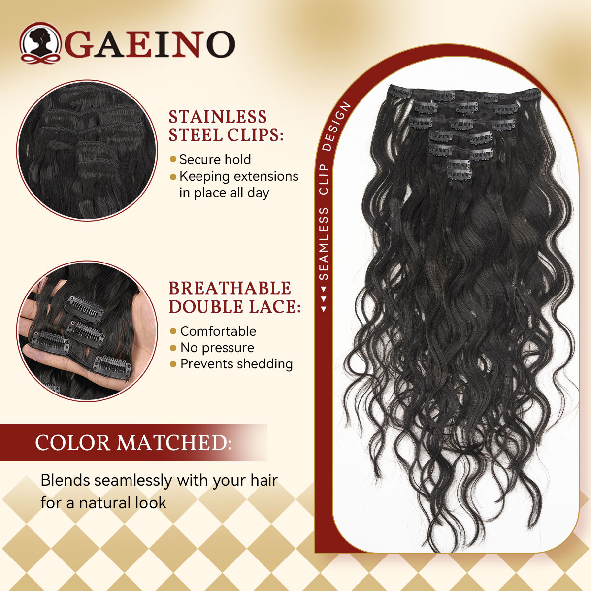 12A Natural Wave Clip Ins Hair - огляд і ціна Seamless Clip In Hair Extensions Human Hair