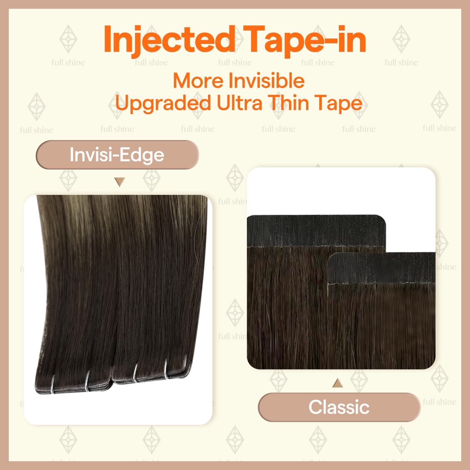 Full Shine Virgin Injection Ta - огляд і ціна Invisible Tape In Extensions Real Hair