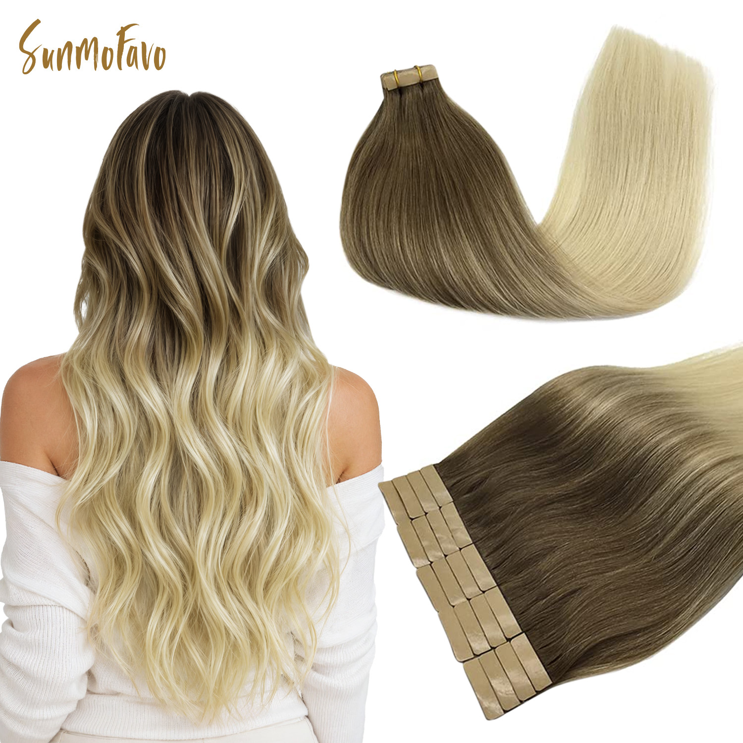 Sunmofavo Invisible Tape In Ha - огляд і ціна Invisible Tape In Extensions Real Hair